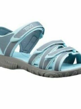 Teva Kids Gray and Aqua Multi-Strap Sport Sandal
